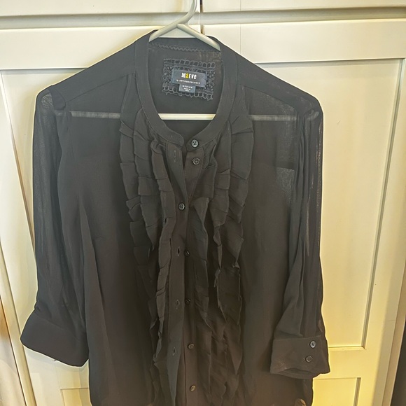 Anthropologie Tops - Sheer black top with ruffles